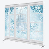 Aperturee - Aperturee Snowy Winter Castle Trees Pillow Cover Backdrop